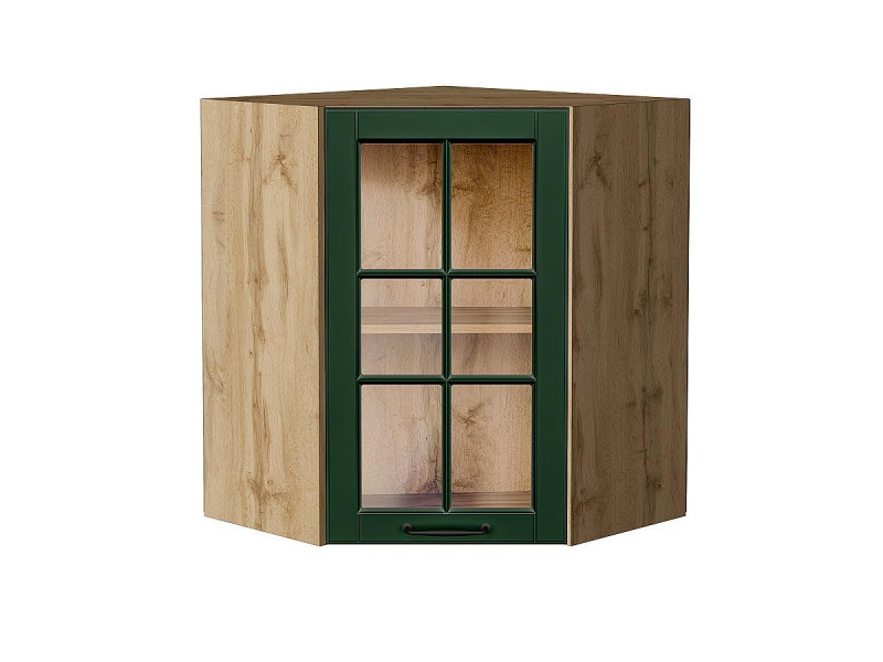 716*600*600 Шкаф верхний угловой остекленный Дублин Special Green