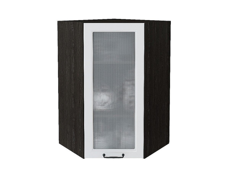 920*600*600 Шкаф верхний угловой остекленный Ницца Blanco Graphite